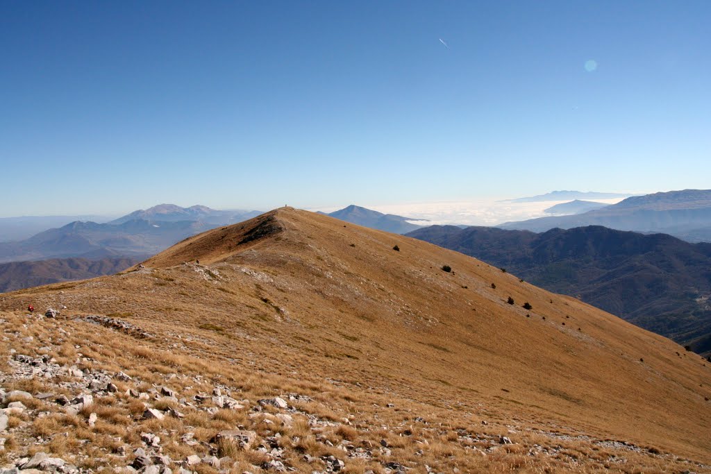 VEW FROM BOARDER DISTANCE RIHGT MOUNTAIN BOZDAG IN GREECE AND LOW PARILSKA SEDLOVINA AND RODOPI MOUNTAIN by ystoyanov415