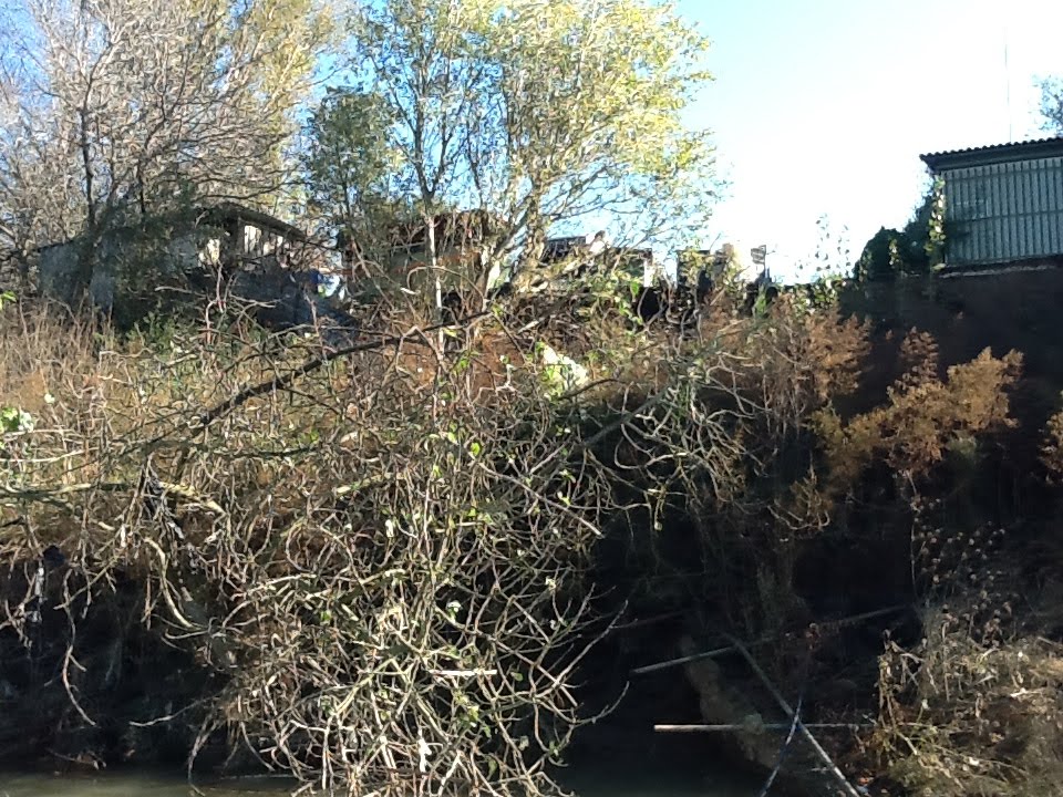 In riva destra si osservano tubazioni di colore nero probabilmente riconducibili a scarichi di acque provenienti dagli insediamenti in golena. Possibile rimozione con intervento dal fiume. by monitoraggiotevere