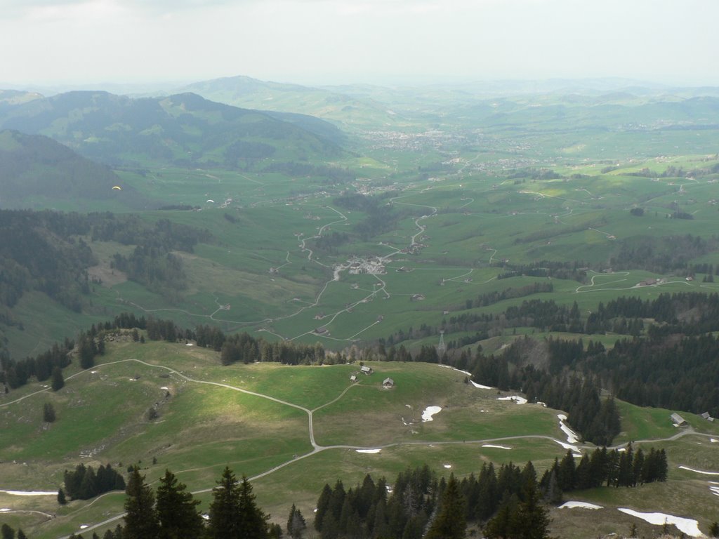 Brülisau from even lower on the slope of the Hohe Kasten by Niek Bergboer