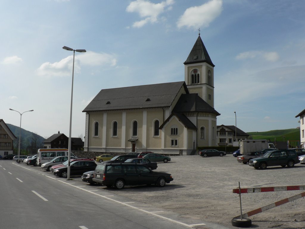 Brülisau church from across the street by Niek Bergboer